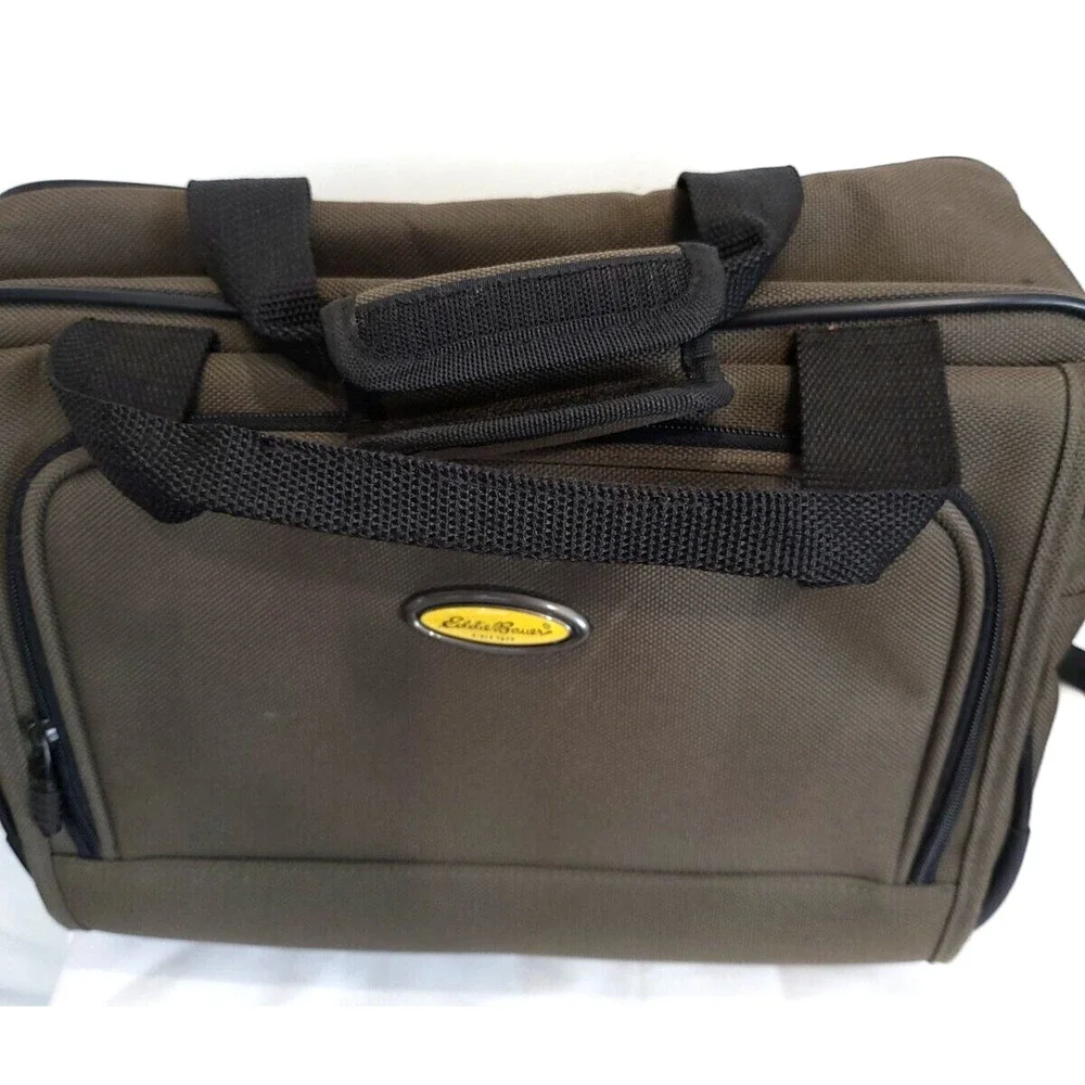 Eddie Bauer Luggage Carry On Handle &‎ Shoulder Strap Canvas Bag Olive Black